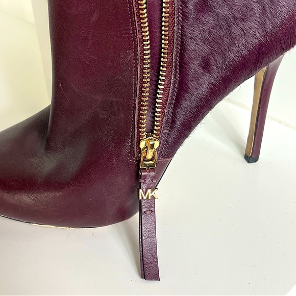 MICHAEL KORS Dawson Stiletto Ankle Boot Size 8 Burgundy Minimalist - Picture 6 of 13